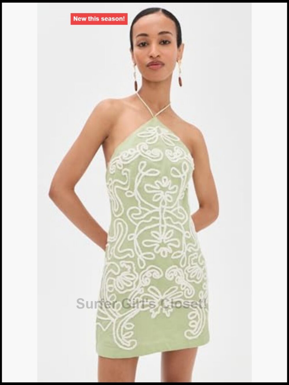 Halter Neck Mini Dress Sleeveless Bodycon Zip Closure Dry Clean Only - Picture 3 of 6